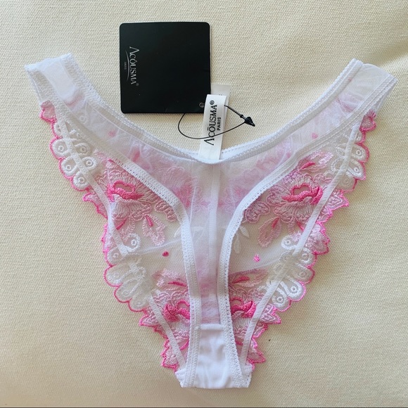 ACOUSMA French Lux Lingerie Paris Brazilian Floral Nylon Thongs 🇫🇷 - Picture 7 of 16